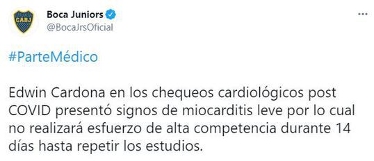 Reporte médico sobre Edwin Cardona