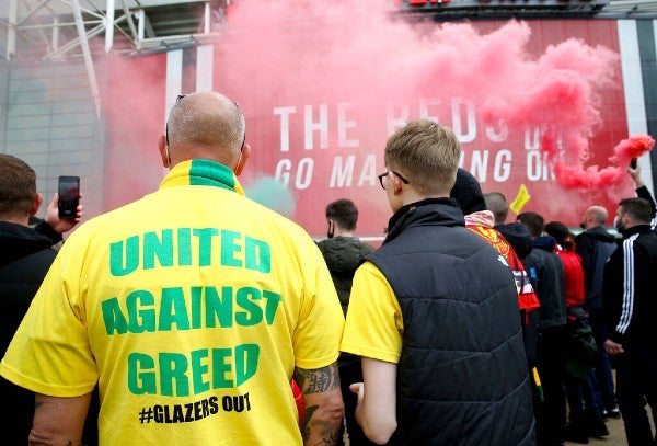 Protesta de la afición del Manchester United