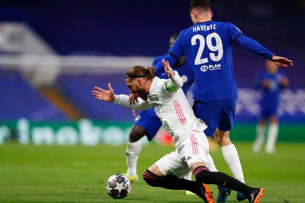 Sergio Ramos durante partido de Champions contra el Chelsea