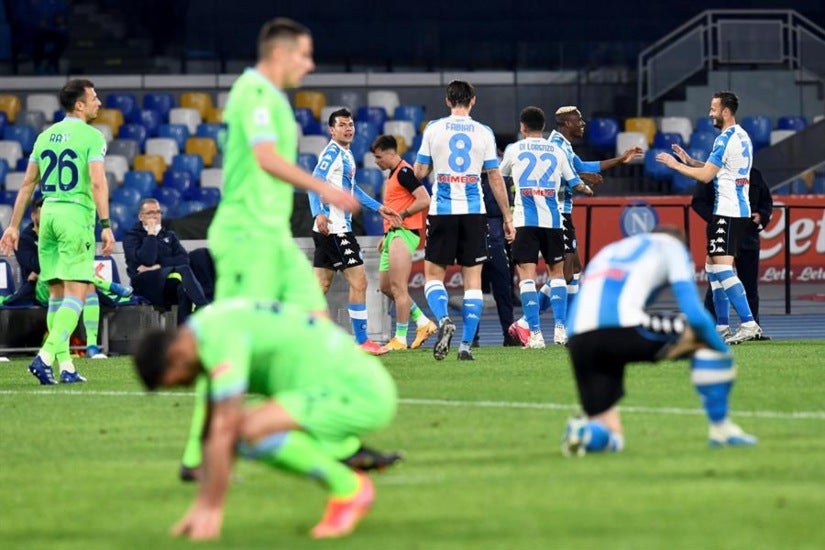 Jugadores del Napoli, en festejo de gol