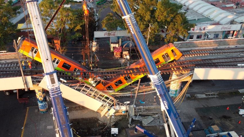 Zona del derrumbe de la línea 12 del metro