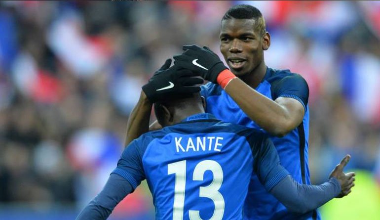 Kanté y Pogba en festejo con Francia