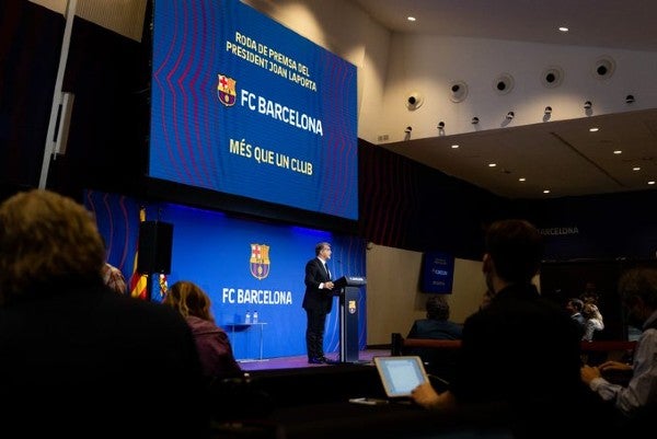 Joan Laporta en conferencia de prensa