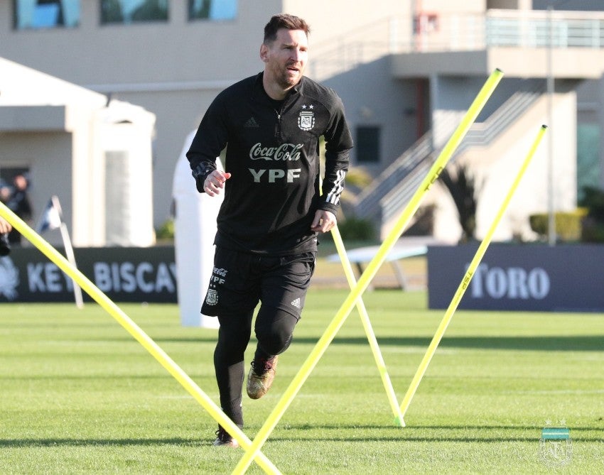 Lionel Messi en un entrenamiento de la Selección Argentina