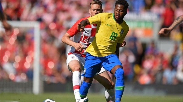 Fred en acción con la selección brasileña en el Mundial de Rusia 2018