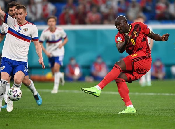 Romelu Lukaku en acción con Bélgica