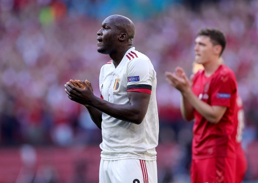 Lukaku durante el homenaje a Eriksen