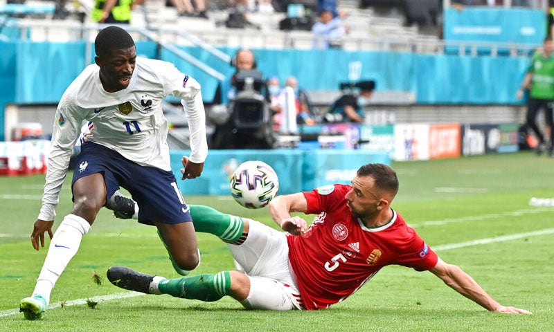 El francés en el partido contra Hungría de la Euro