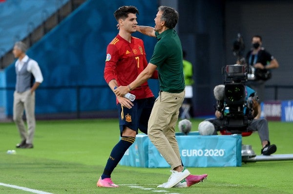 Álvaro Morata y Luis Enrique en la Eurocopa 2020