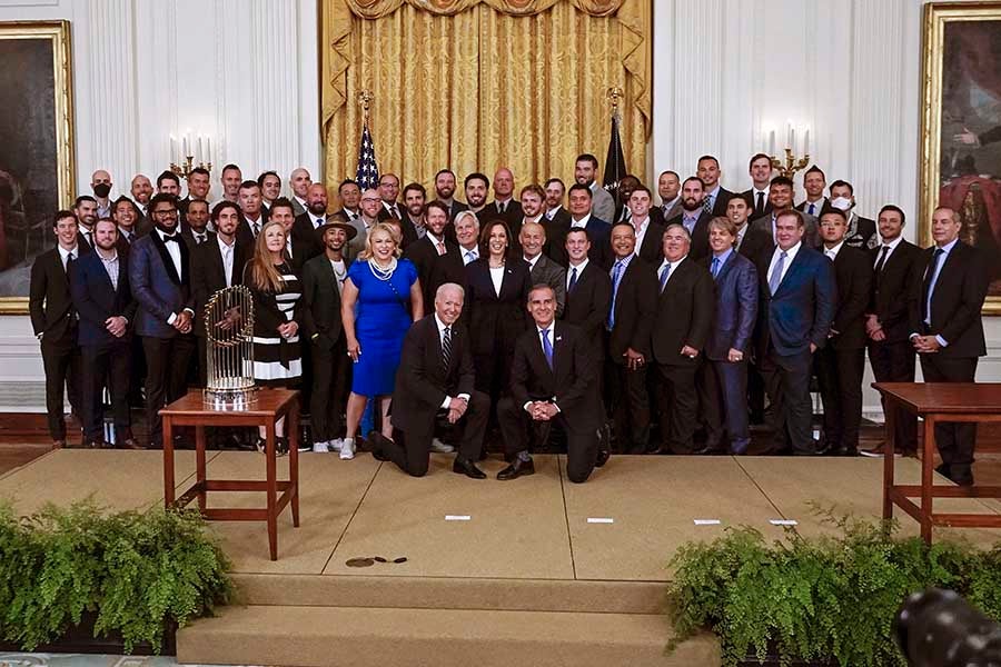 La foto del recuerdo de los Dodgers en la Casa Blanca