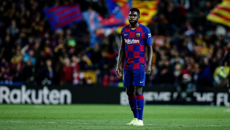 Samuel Umtiti durante un partido con Barcelona