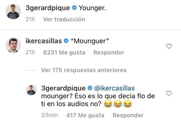 Respuesta de Piqué a Casillas en Instagram 