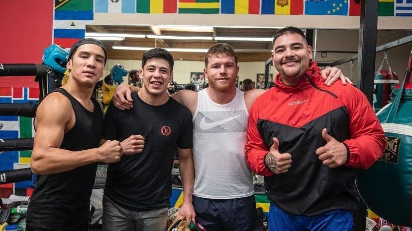 Brandon Moreno, Canelo Álvarez y Andy Ruiz juntos