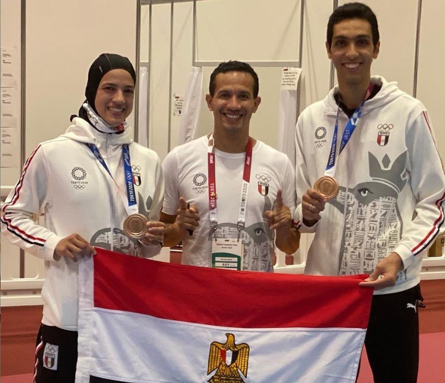 Salazar con los medallistas egipcios