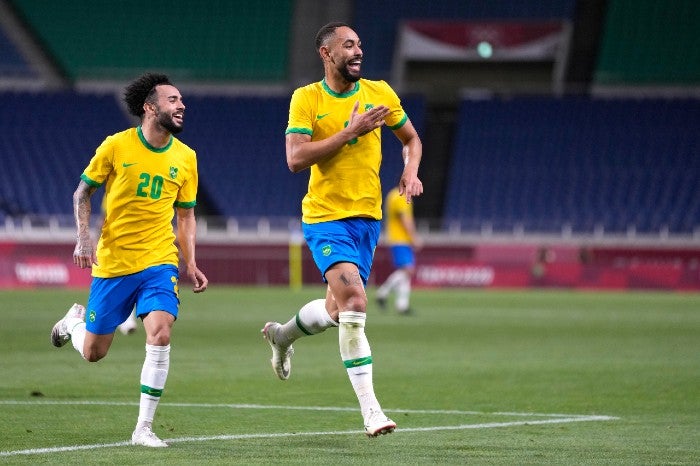 Festejo de gol de Brasil ante Egipto