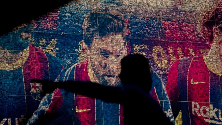 Mural de Messi en el Camp Nou