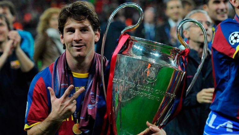 Messi presume una Champions con el Barcelona 