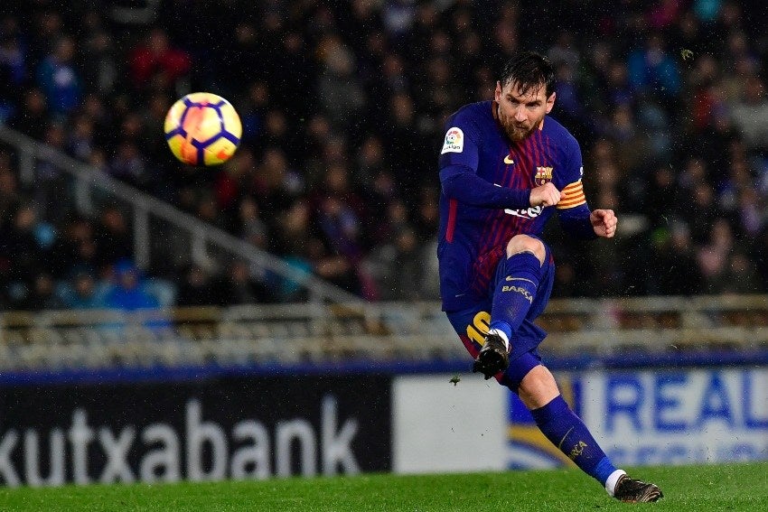 Lionel Messi en un partido con el Barcelona