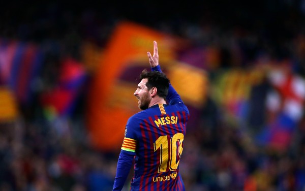 Leo Messi durante partido con el Barcelona
