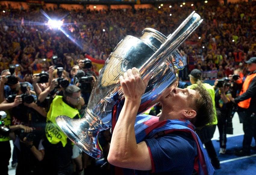 Lionel Messi al haber ganado la Champions League