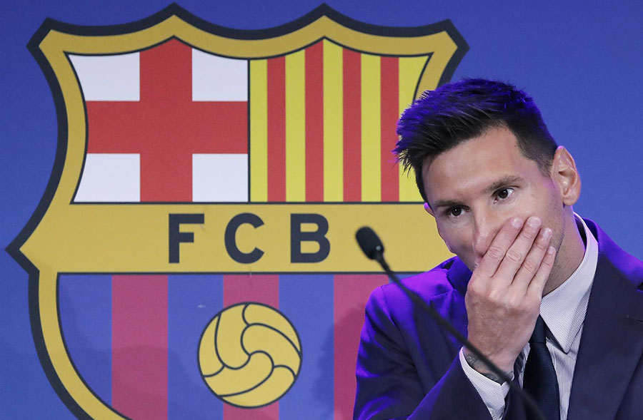 Messi en su despedida del Barcelona