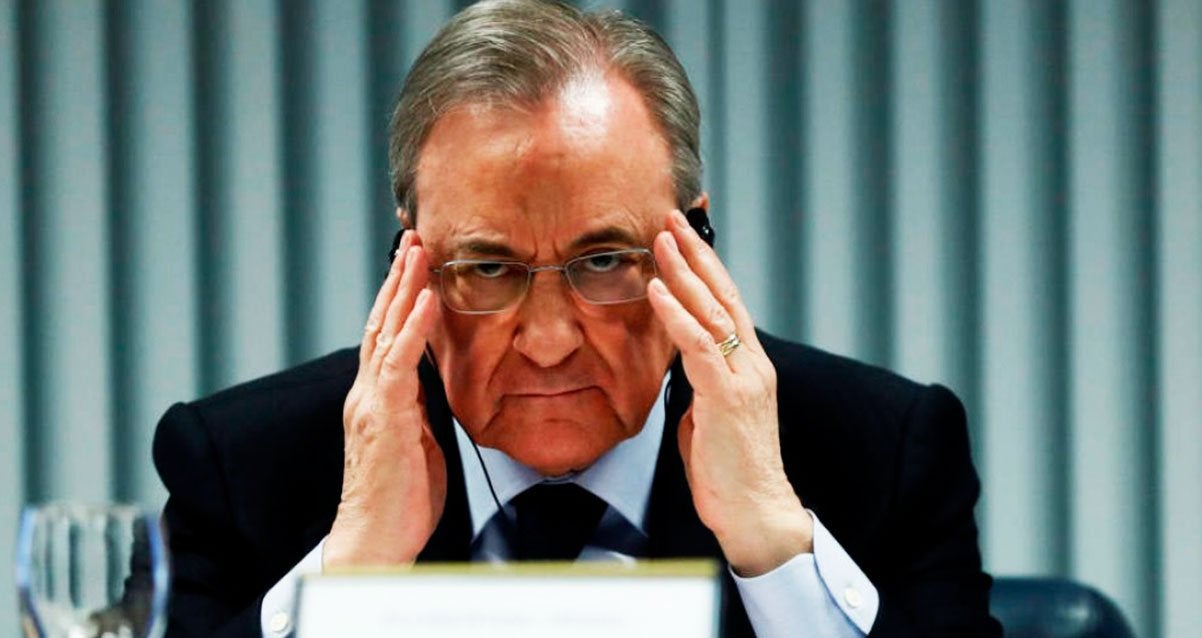 Florentino Pérez en una conferencia de prensa