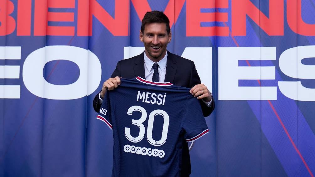 Messi en su presentación con el PSG