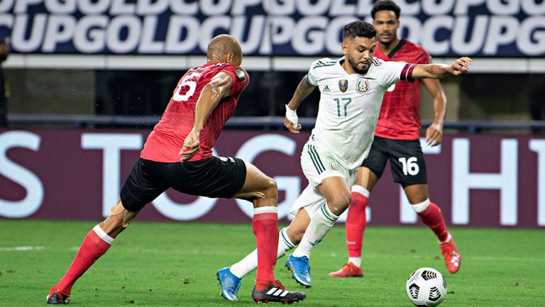 El habilidoso jugador en el partido contra Trinidad y Tobago