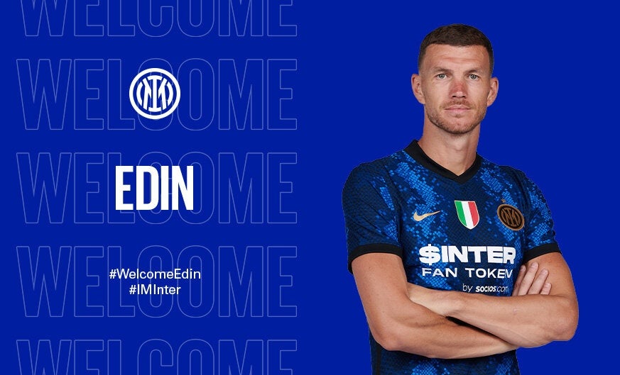 Edin Dzeko con el uniforme del Inter de Milán