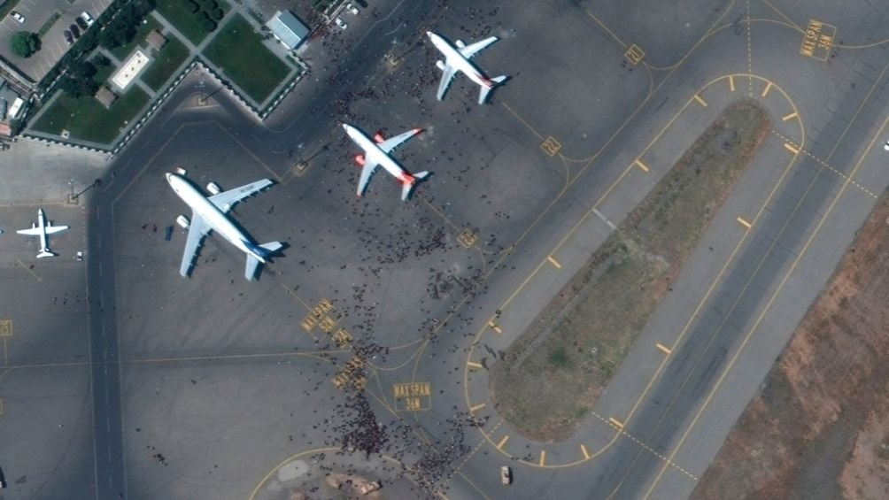 Vista satelital del aeropuerto de Kabul