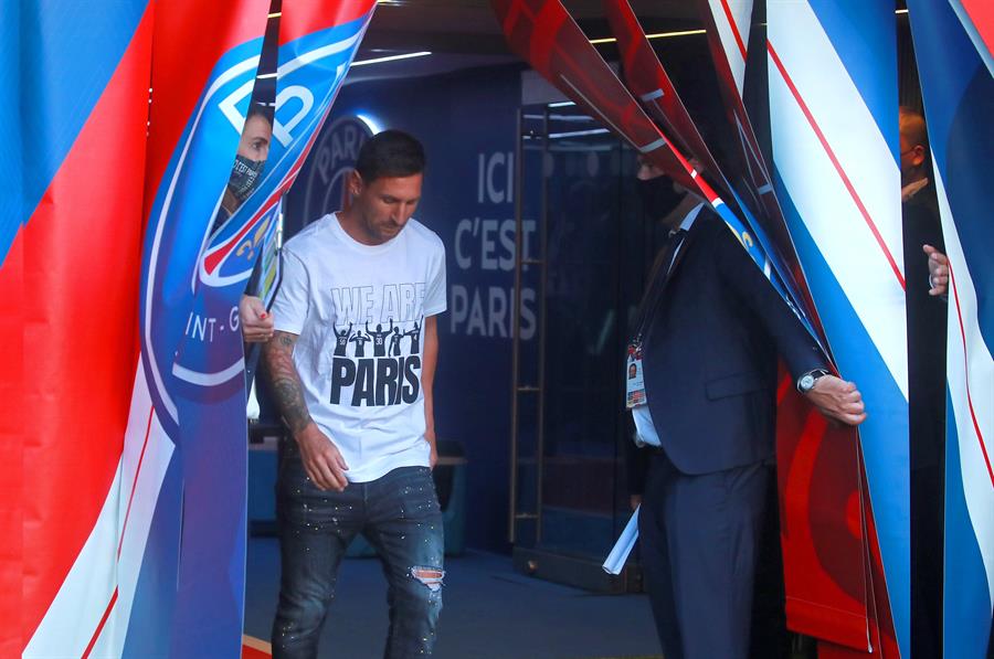 Lionel Messi en su presentación con el PSG