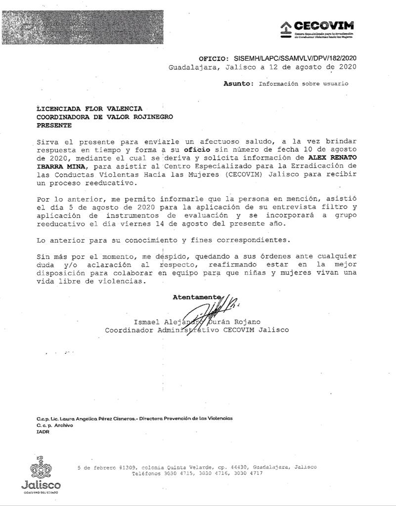 Certificado de curso contra la violencia de género obtenido por Renato