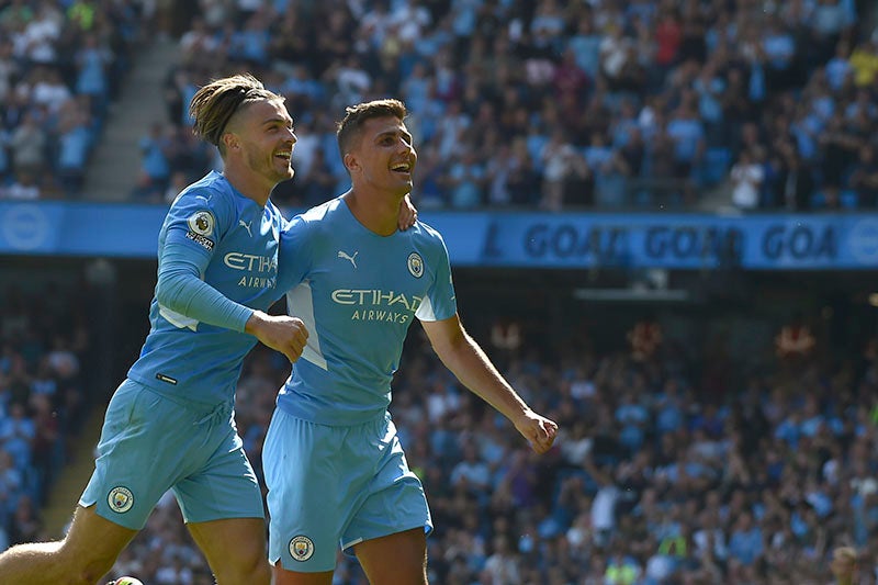 Jack Grealish y Rodri celebran un gol 