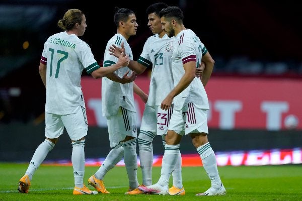 Jugadores de la Selección Mexicana en festejo