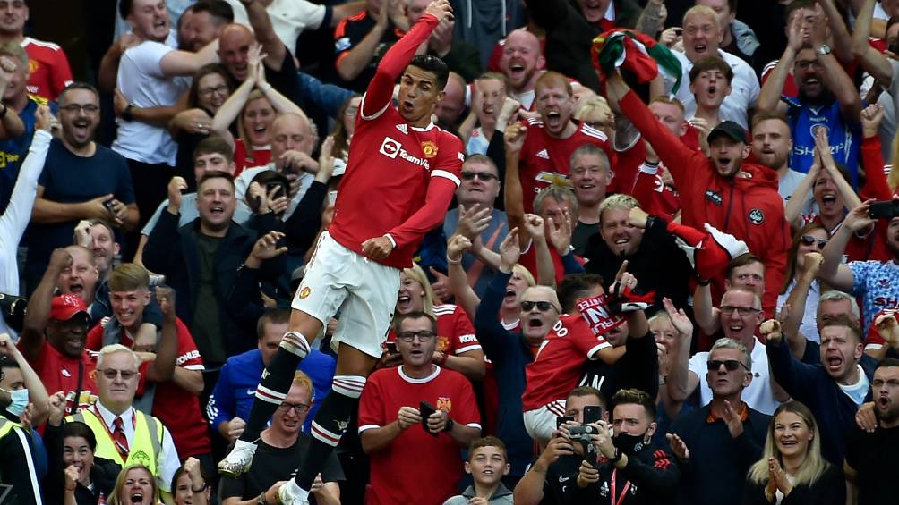 Cristiano Ronaldo en su primer partido del Manchester United