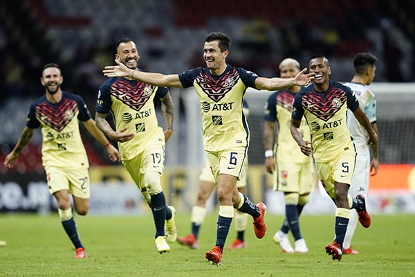 El festejo de un gol de las Águilas 