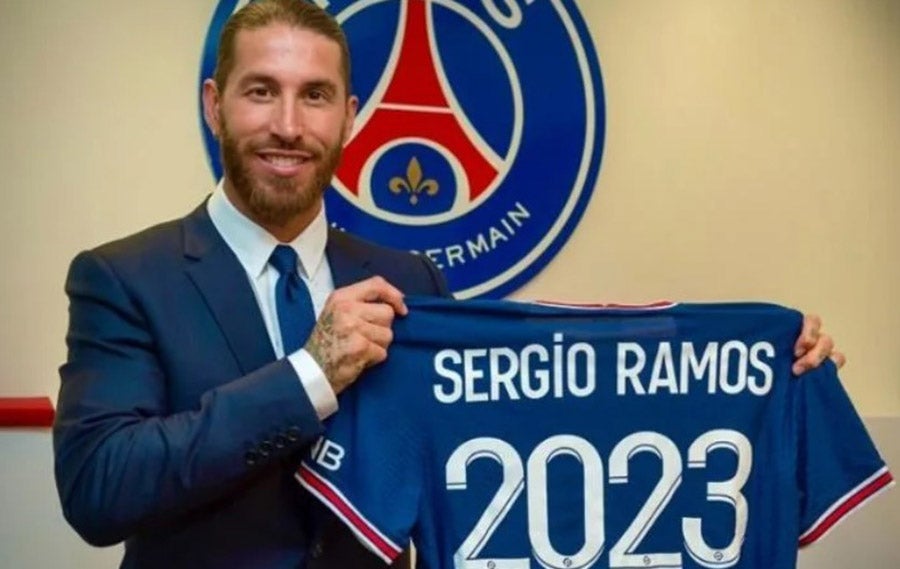 Ramos en su presentación con el PSG