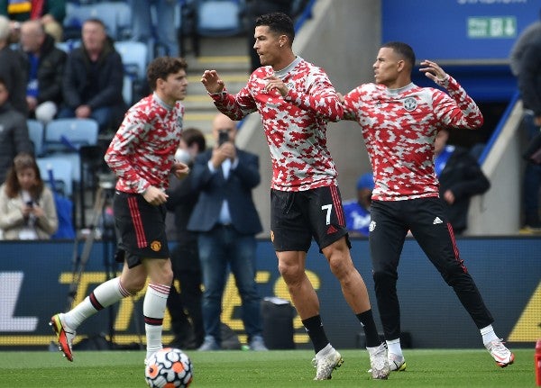 Cristiano Ronaldo durante calentamiento con el United