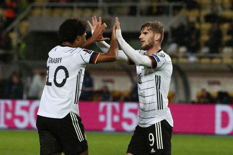 Timo Werner celebra su gol con Alemania