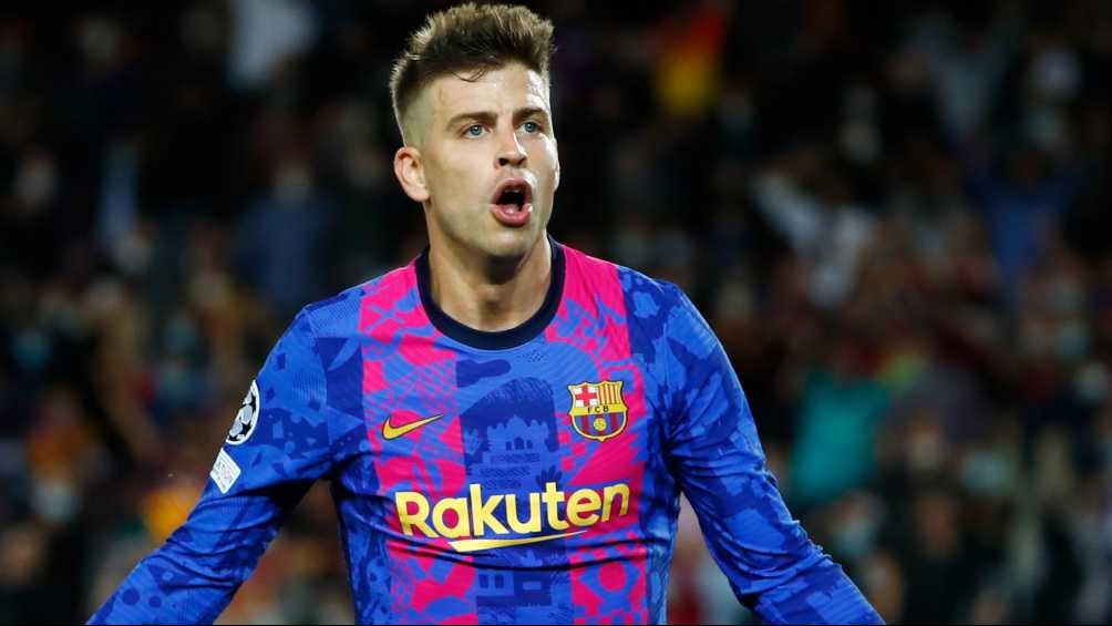 Piqué al festejar el gol con Barcelona