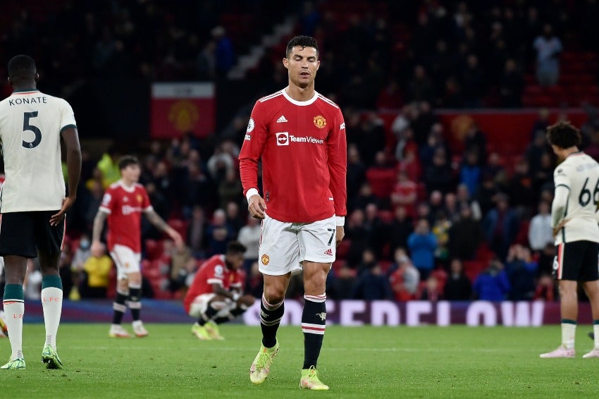 Cristiano Ronaldo en la derrota del Manchester United ante el Liverpool