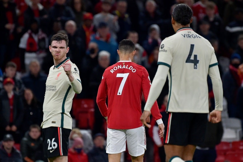 Cristiano Ronaldo en la derrota del Manchester United ante el Liverpool