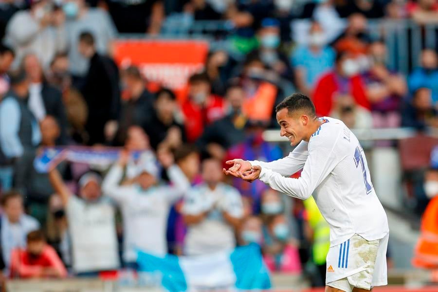 Lucas Vázquez celebrando su vs Barcelona