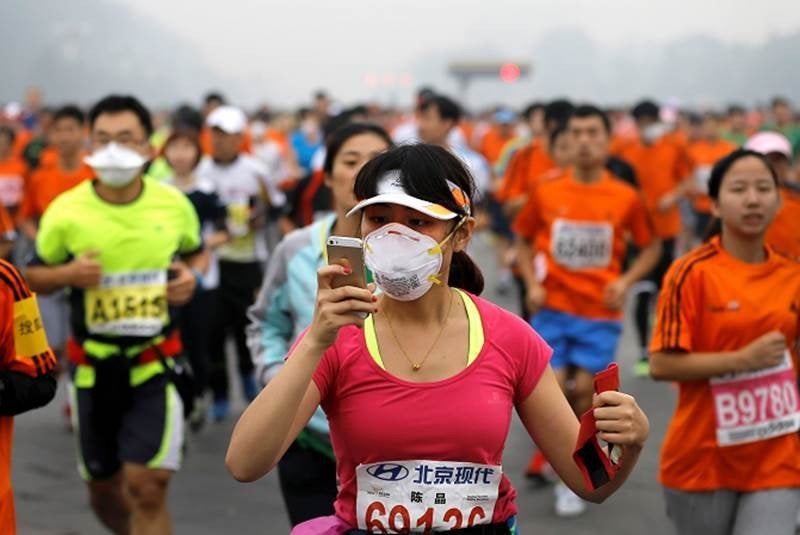 Participantes en el Maratón de Pekín