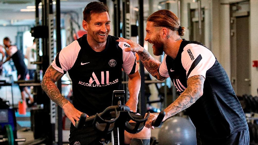 Sergio Ramos y Messi entrenando juntos en el PSG