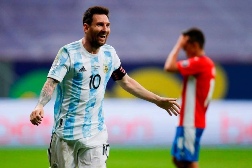 Lionel Messi en un partido de Argentina