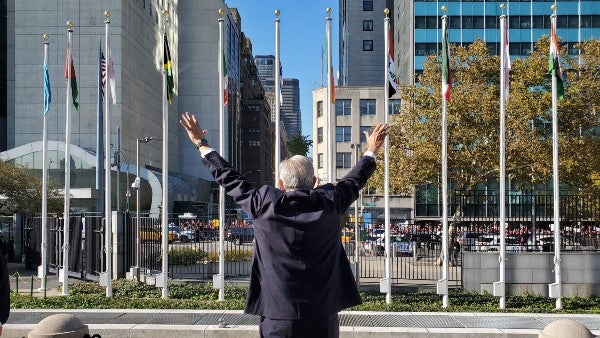 Andrés Manuel en la sede de la ONU de Nueva York