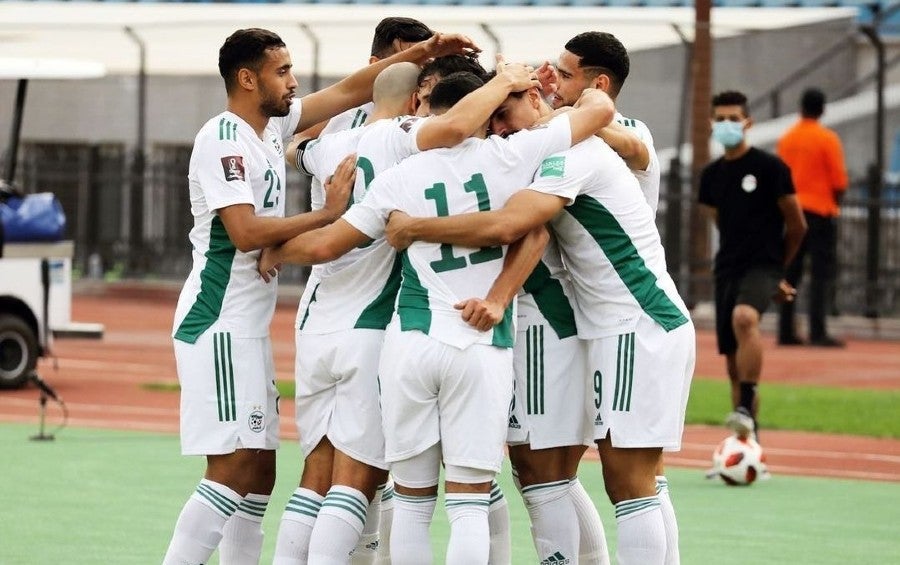 Jugadores de Argelia tras vencer por goleada a Djibouti