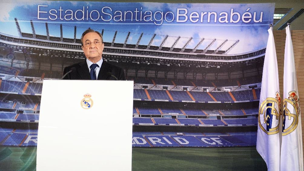 Florentino Pérez en conferencia de prensa del Real Madrid