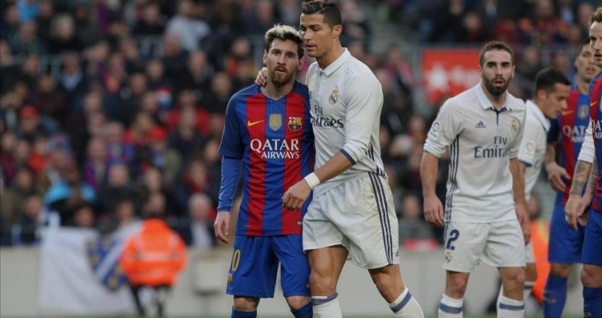 Messi y Cristiano Ronaldo en un Clásico español